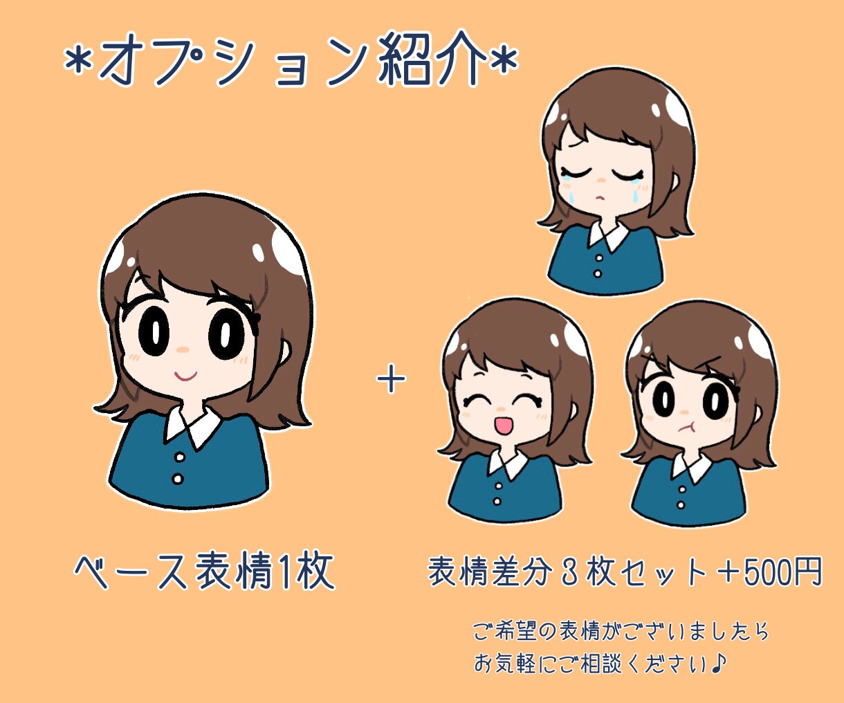 表情差分3枚セットで500円◎アイコンお描きします 商用ok!かわいいイラストでブログやSNSにオススメです♪ イメージ4