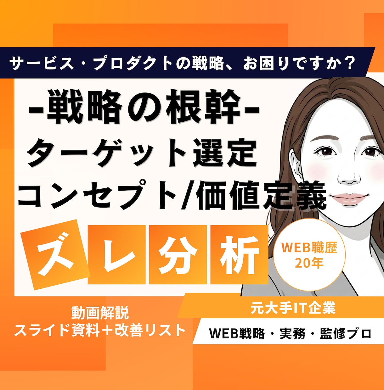戦略ズレ分析｜元大手ITプロが事業の歪み特定します ターゲット・コンセプトの「ズレ」を1週間で徹底分析します イメージ1