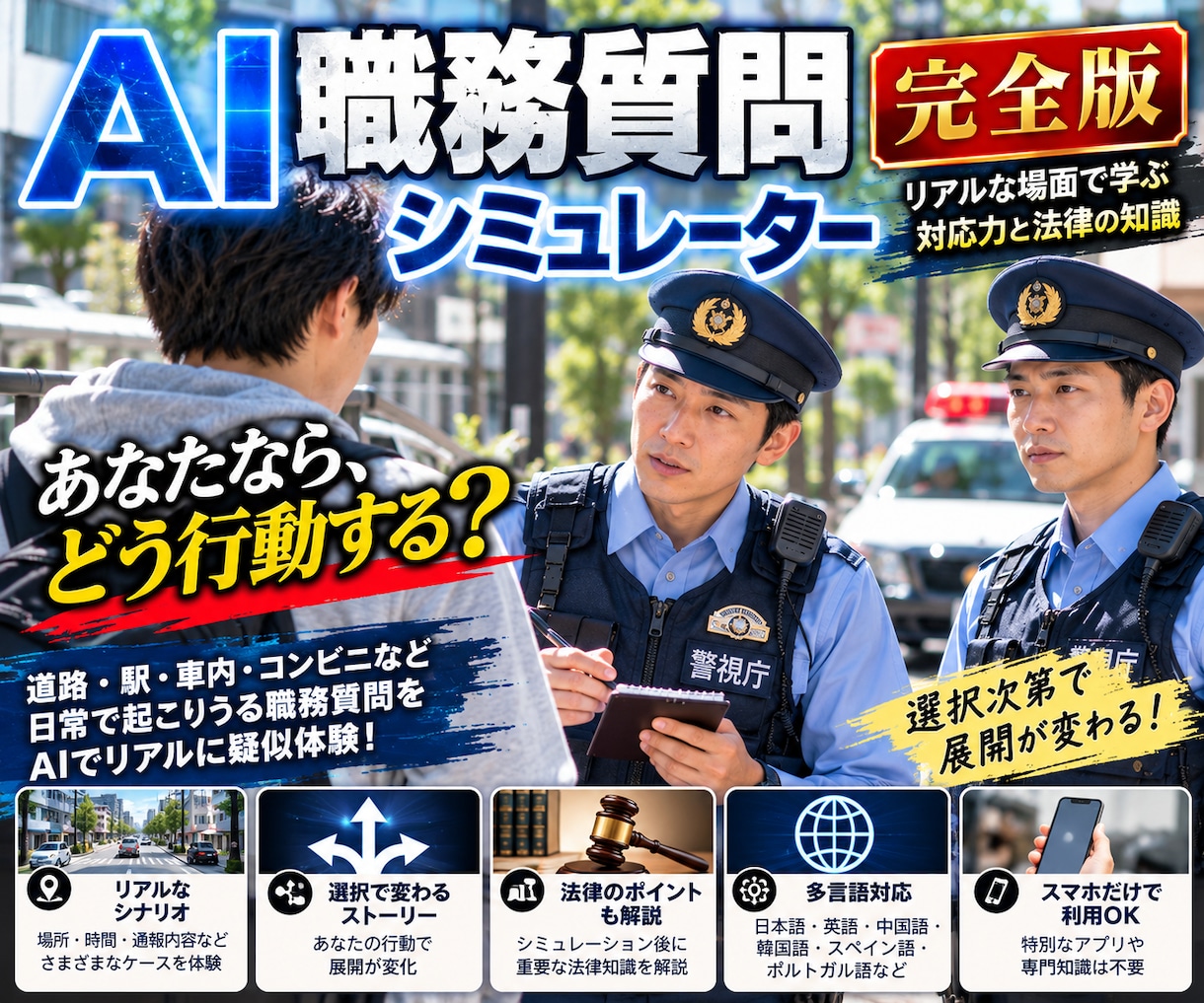 AIでリアルな職務質問を疑似体験できます あなたの選択で展開が変わるリアル職務質問体験 イメージ1