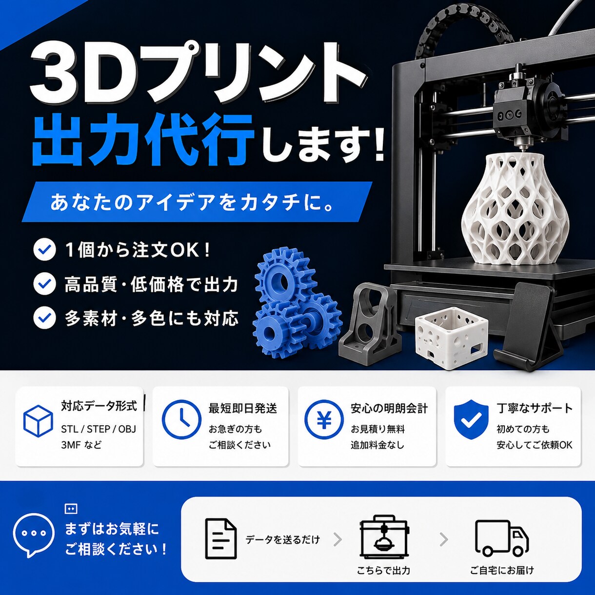 3Dプリント出力代行します あなたのアイディアを形にしませんか？ イメージ1