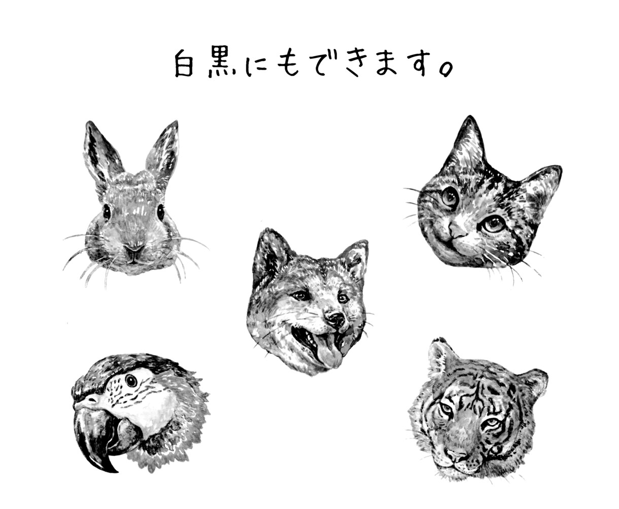 カラフルな「動物の顔」イラスト制作致します 【無料背景付き】プレゼント・アイコン・年賀状・グッズ用などに イメージ7