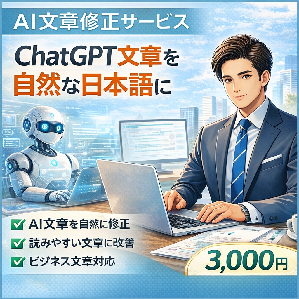 ChatGPT文章を自然な日本語に修正します AI文章を自然で読みやすく整えます イメージ1
