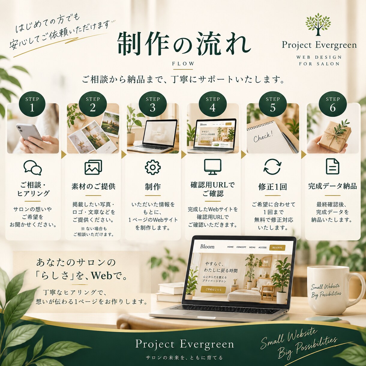 サロンの1ページWebサイトを作りますます 現役サロンオーナーが想いと予約導線を形にします イメージ3