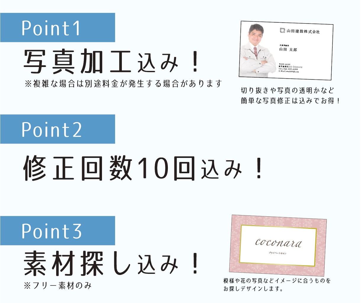 手書きのラフから名刺サイズのデザインを作ります 新店舗オープン！自分の書いたイラストを入れた名刺を作りたい！ イメージ2