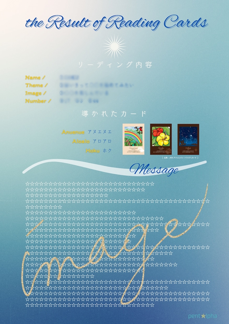 ハワイアンカード&タロットリーディングを行います ☆現在のあなたに必要なメッセージを2～3000文字でお届け☆ イメージ3
