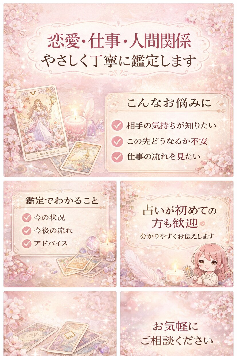 恋愛も仕事も総合的に鑑定しまます 迷いや不安を丁寧に読み解きます イメージ1