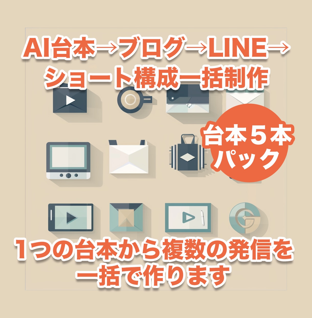 AI台本5本→ブログ・LINE配信まで制作します 発信を自動化。YouTube5本分からコンテンツを量産します イメージ1