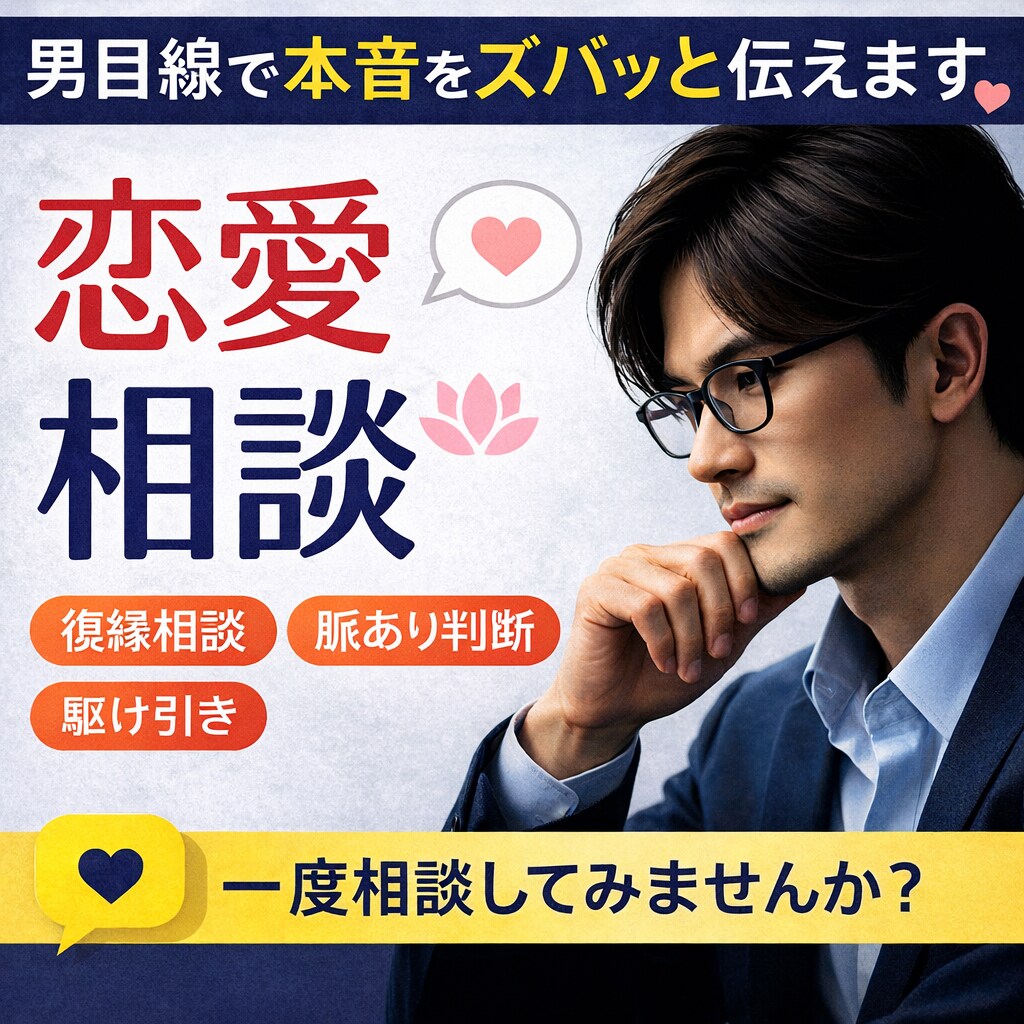 恋愛なんでも相談受けます 不満や不安をぶつける壁になります イメージ1