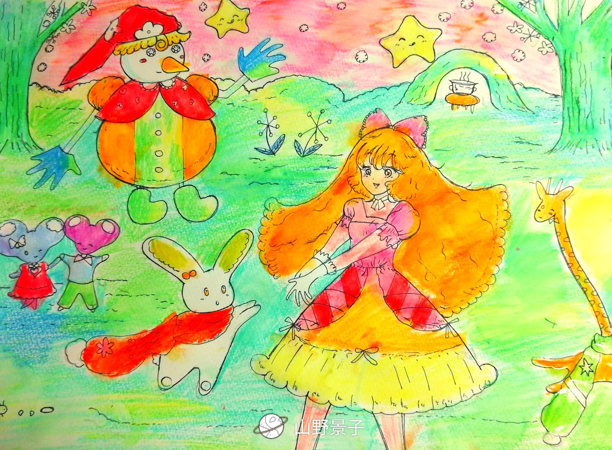 かわいくポップなキャラクターのイラスト描きます 色の塗りはパソコンか水彩色鉛筆です。 イメージ4