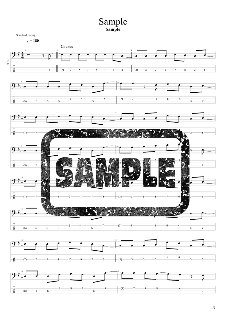 現役プロがギター&ベースのTAB譜を作成します 【セール中】どんな楽曲でもTAB譜を作成いたします♪ イメージ4