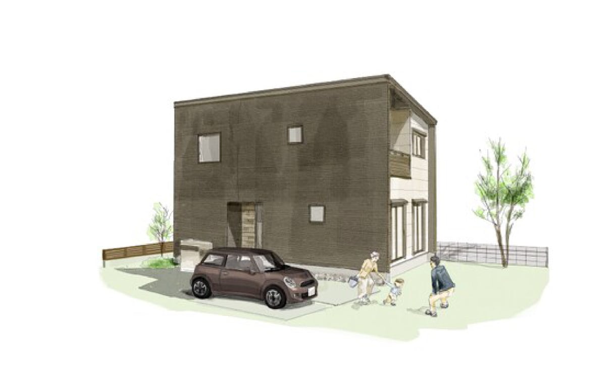 住宅のパースの絵を描きます 人物・車付きの家のパース描きます イメージ1