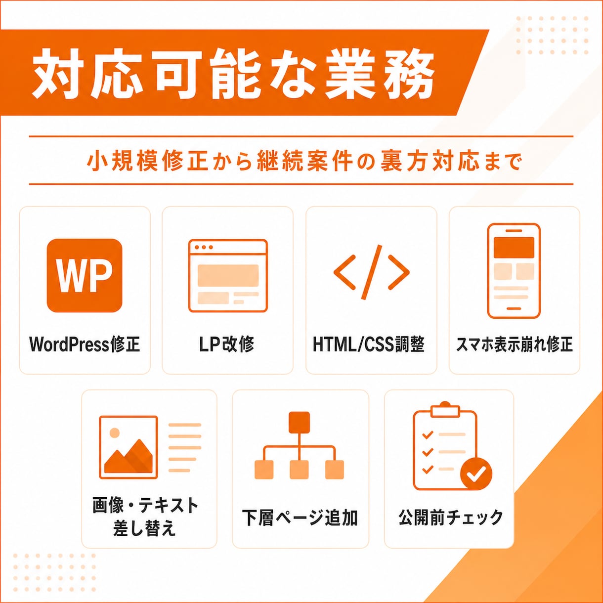制作会社様向けWP修正・LP改修します 外部制作パートナーとして継続対応 イメージ3