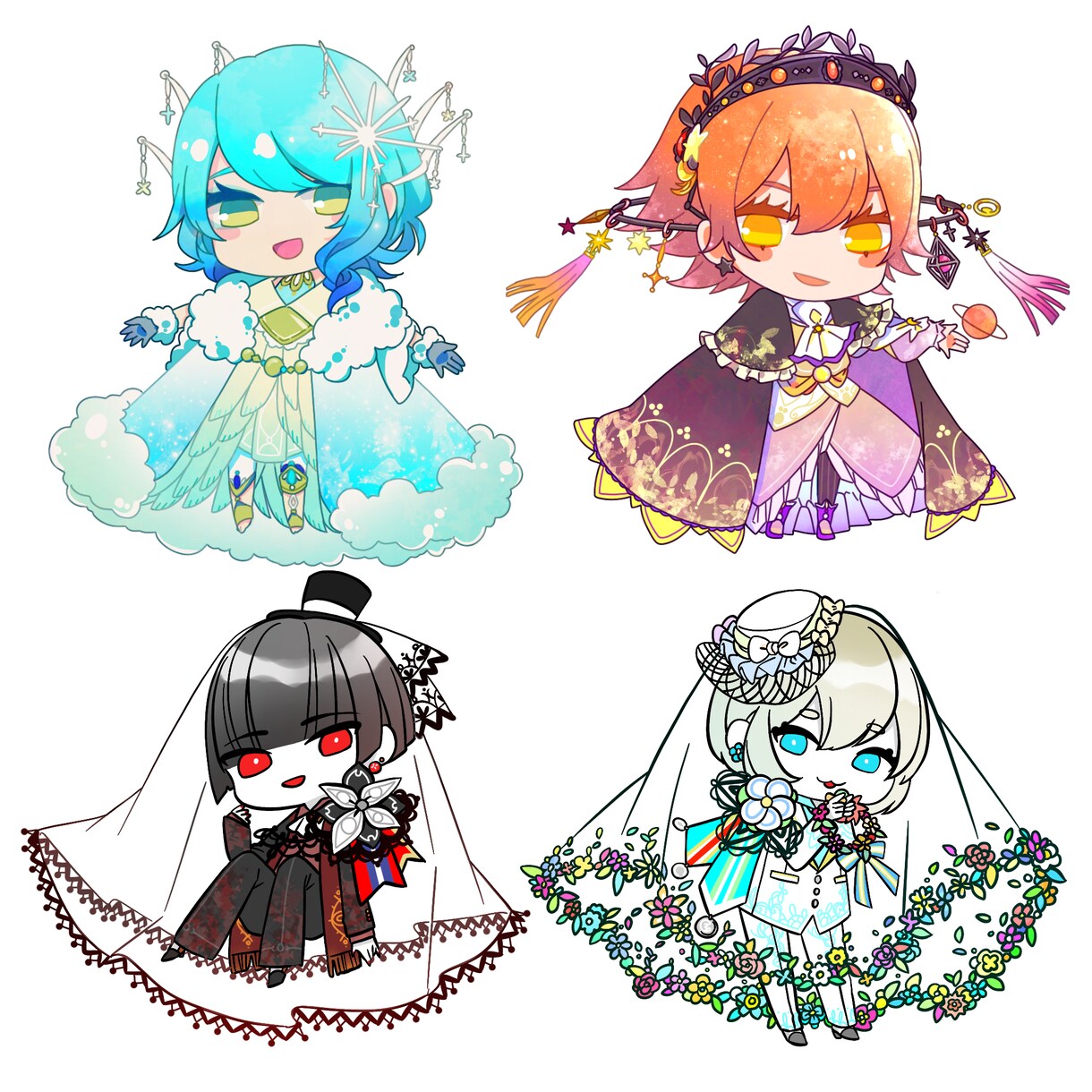 キラキラなミニキャライラスト制作いたします 一枚絵/アイコン/グッズイラスト等様々な用途に対応いたします イメージ7