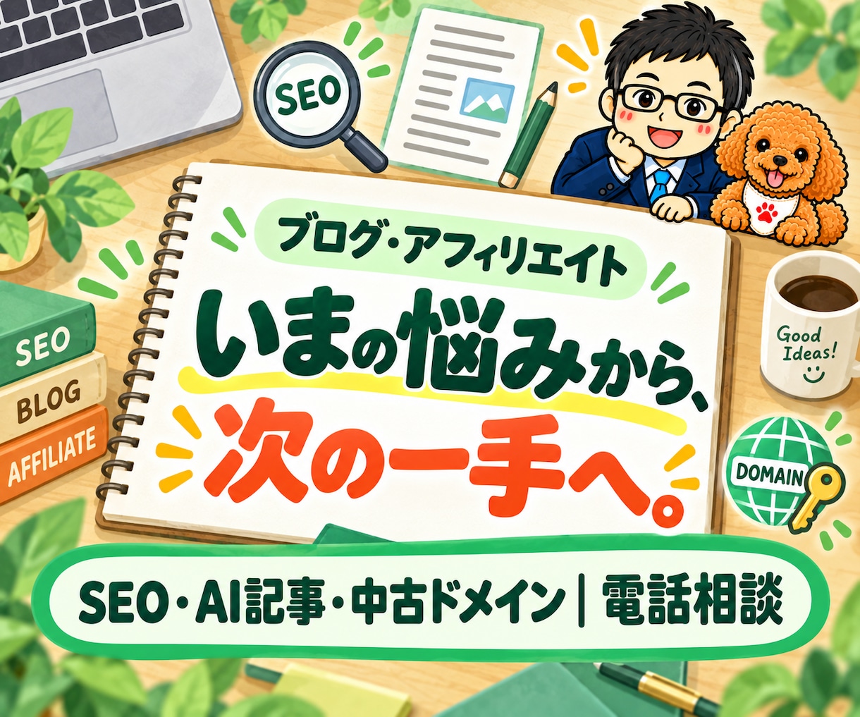アフィリエイト・ブログ運営の電話相談に答えます SEO・AI記事作成・中古ドメインを、あなたの状況に合わせて イメージ1
