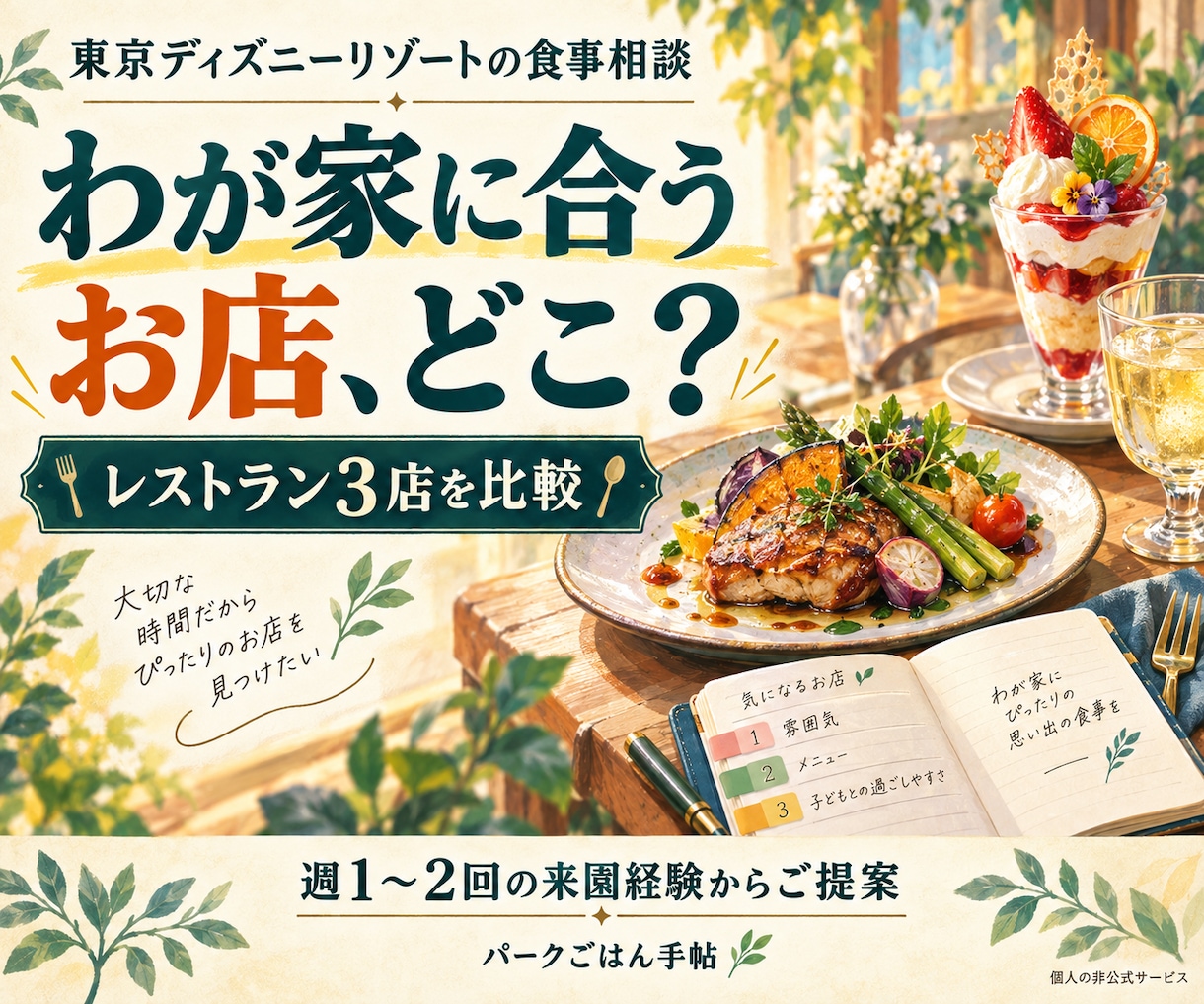 ディズニーのレストラン３店を比較します 25年以上の来園経験で食事選び｜9月30日まで1500円 イメージ1