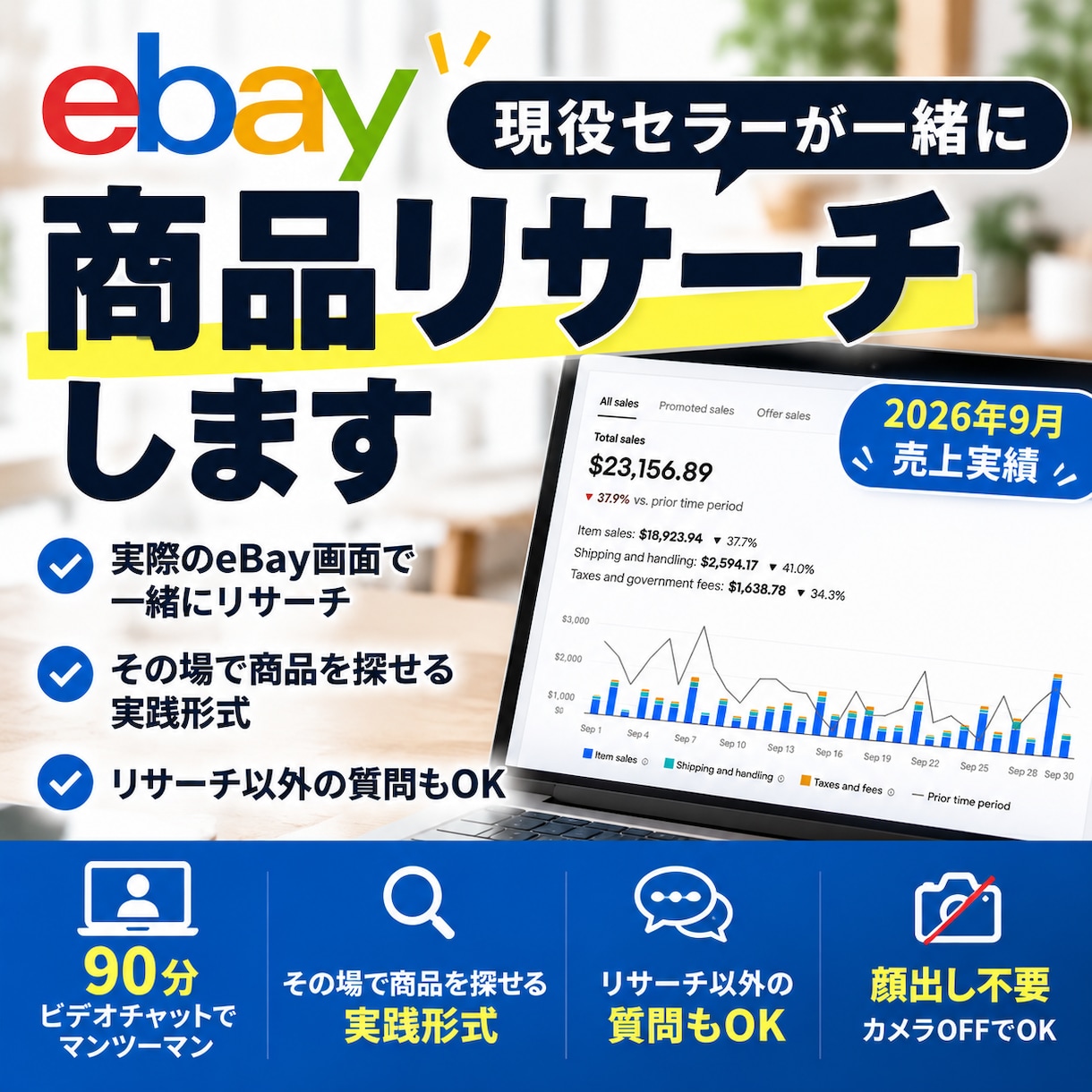 ebay/現役セラーが一緒に商品リサーチします 90分のビデオチャットで商品リサーチから各種相談まで対応 イメージ1