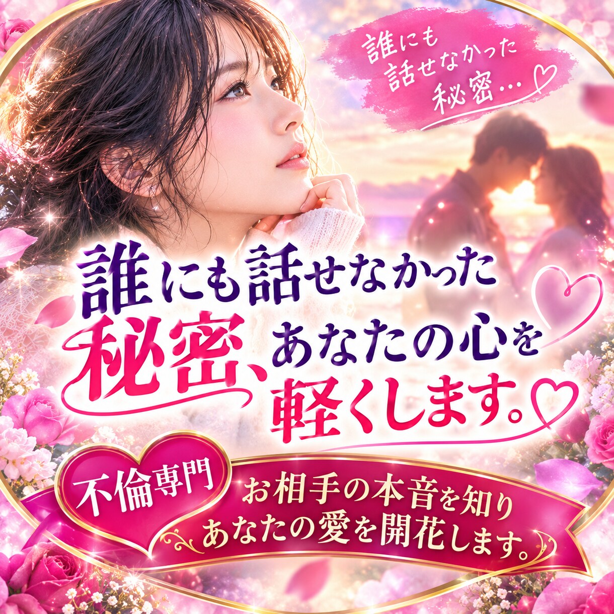 誰にも話せなかった秘密、あなたの心を軽くします お相手の本音を知り、あなたの愛を開花します。 イメージ1