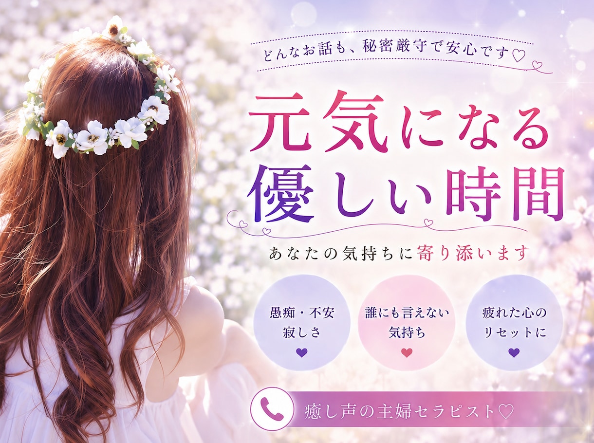 今すぐ話したい！私が優しく楽しくお話お聞きします お悩み一緒に整理します☆相談/暇潰し/雑談もok⋈♡*｡ﾟ イメージ1