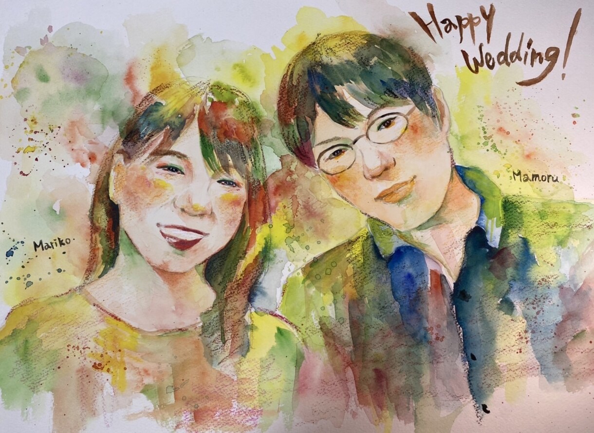 ふんわり優しいタッチで水彩似顔絵を描きます ◆オリジナル動画もプレゼントいたします イメージ4