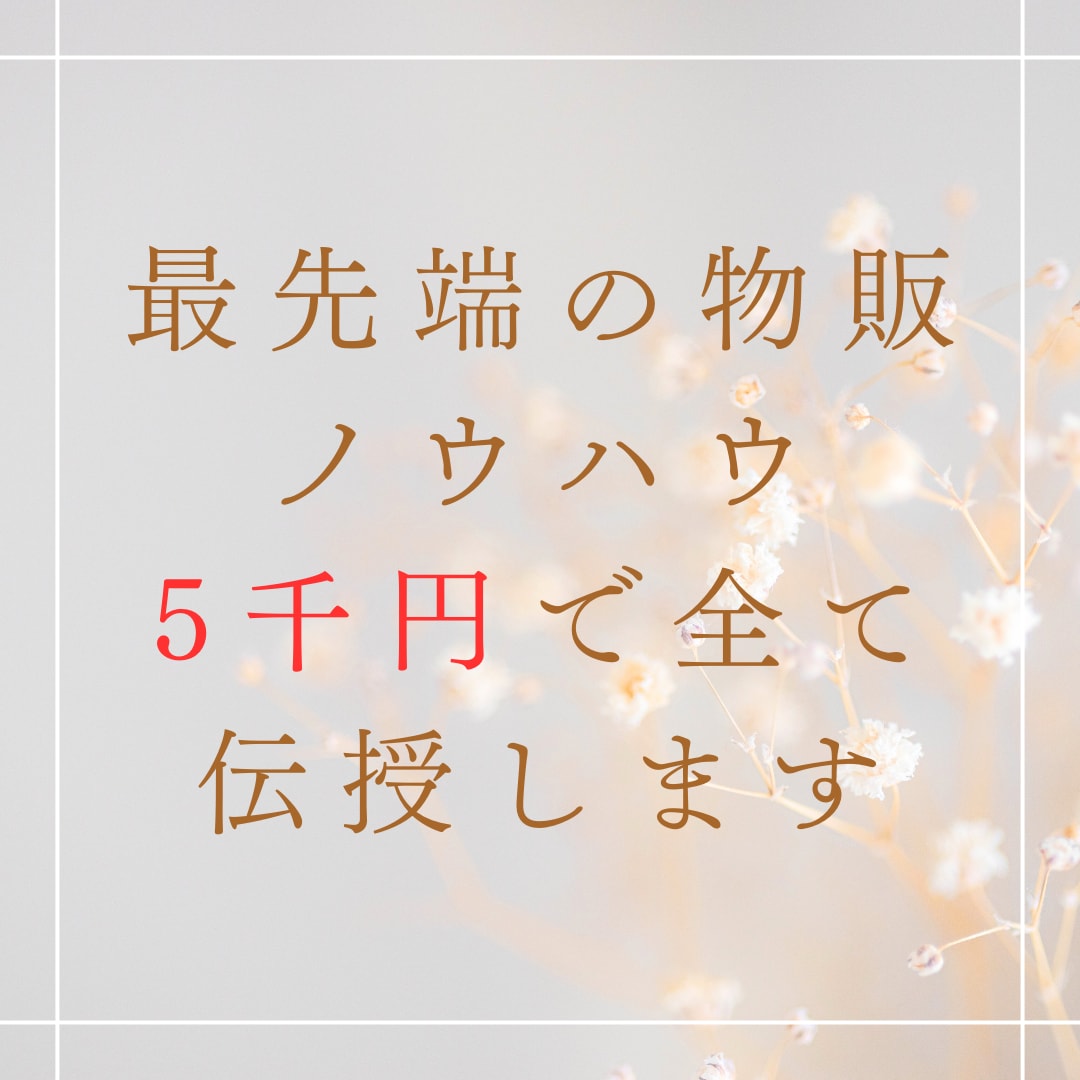 ずる賢い物販ノウハウ教えます <無在庫物販はもう古い>コストの最小化と利益の最大化 イメージ1