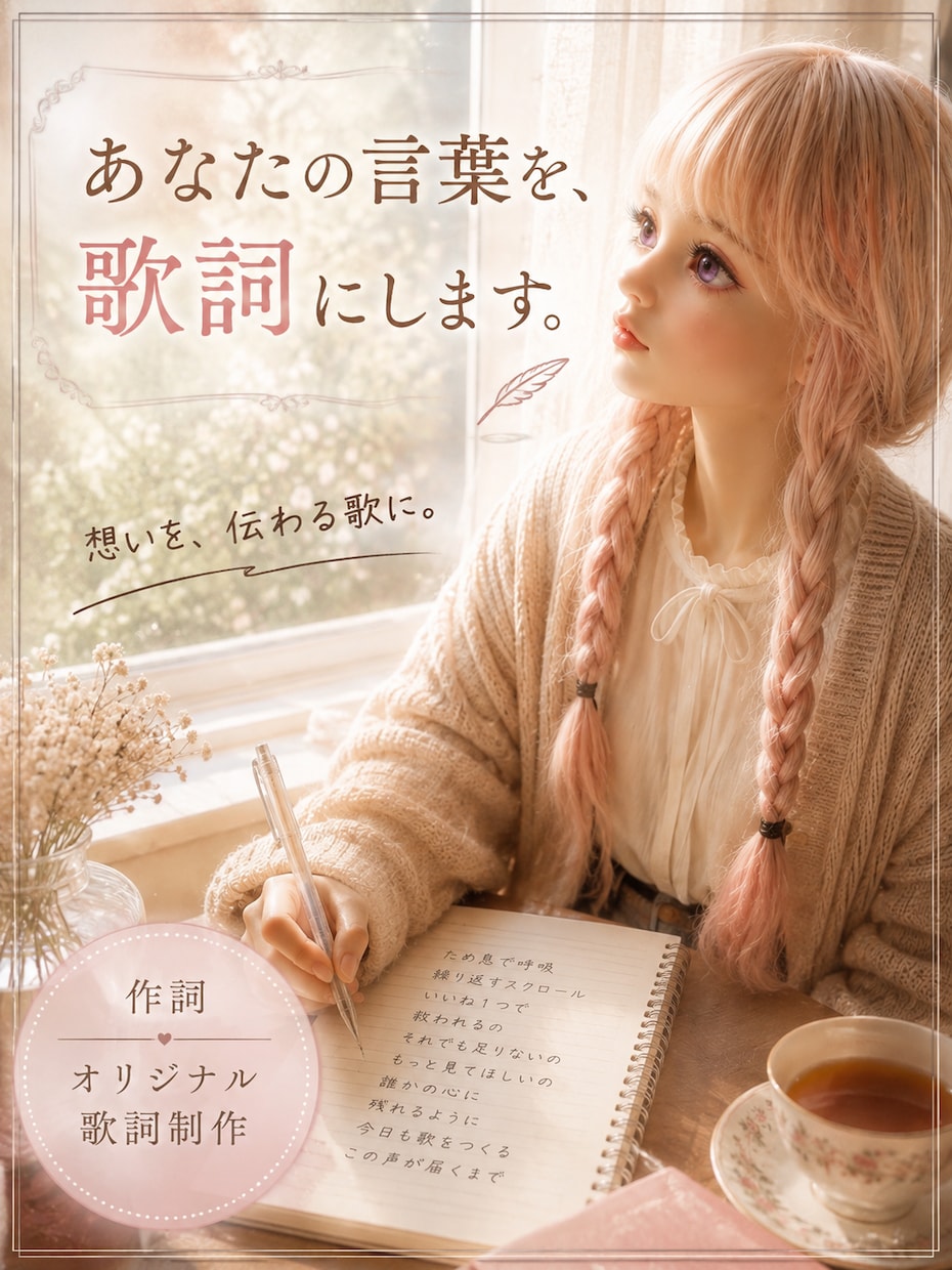 ボカロ・アイドル・オリジナル曲の作詞します YouTube公開実績あり！世界観重視のオリジナル歌詞を制作 イメージ1