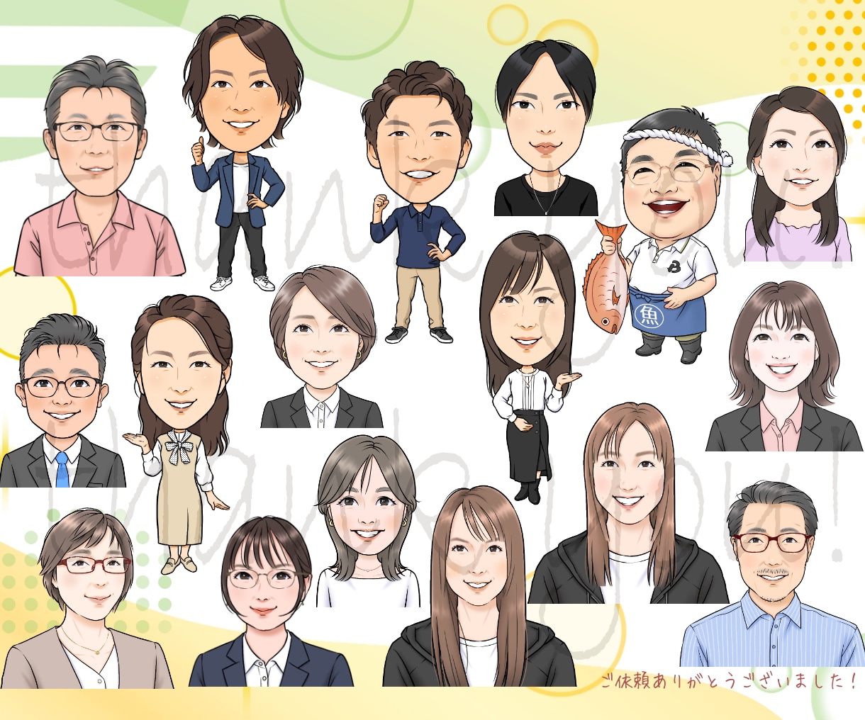 デフォルメ自由◎かわいく親しみやすい似顔絵描きます 修正無制限の下描き確認◎名刺・SNSアイコン・プレゼントに✨ イメージ9