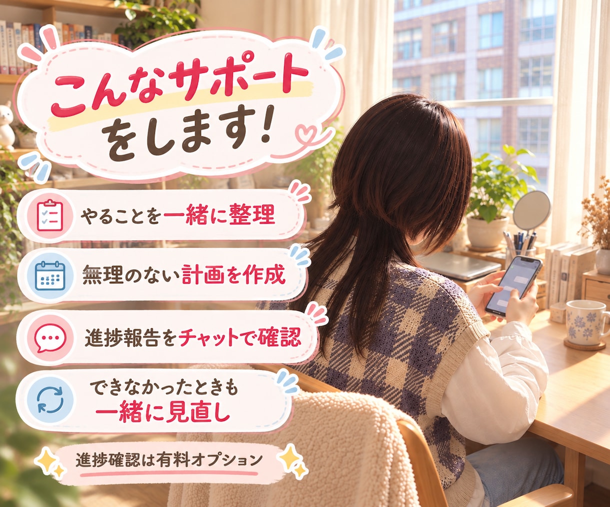 先延ばしに悩むあなたへ￤一緒に計画＆進捗確認します 勉強・仕事・家事のスケジュール作りをお手伝いします イメージ2