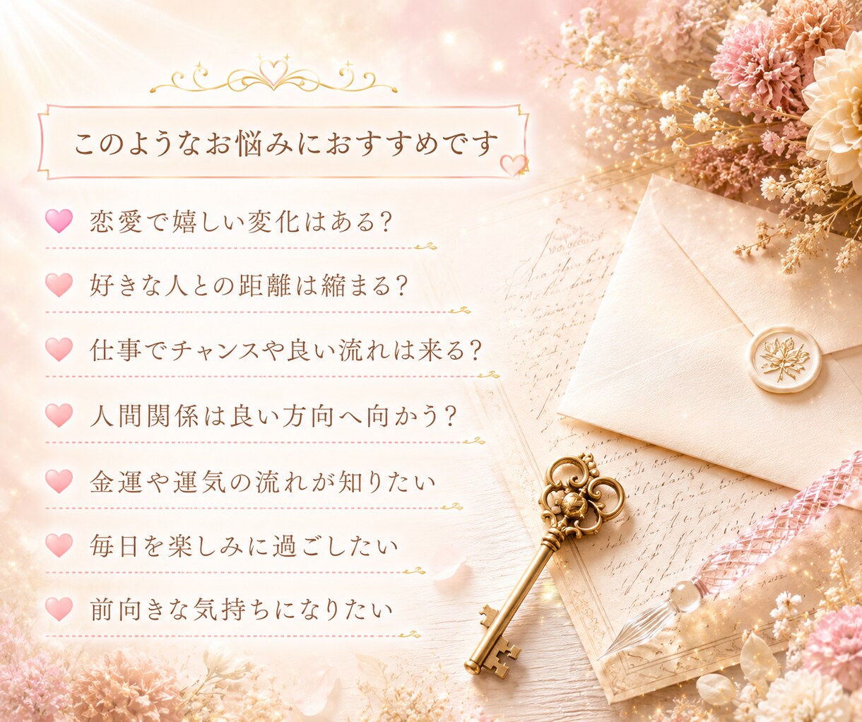 今後1ヶ月以内に起こるハッピーな出来事を占います 恋愛★仕事★お金★人間関係★幸運★出会い★チャンス★未来 イメージ2