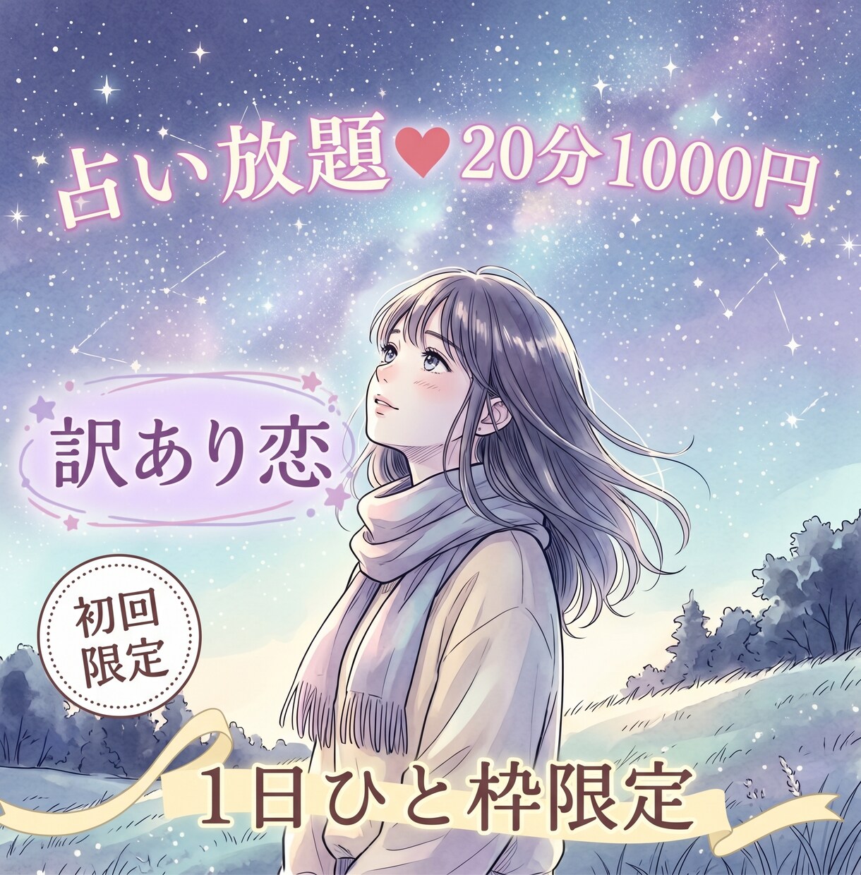 10/17【21時〜】訳あり恋♡占い放題♡承ります 【10月末〆♡初回限定】50%OFF｜20分1000円 イメージ1