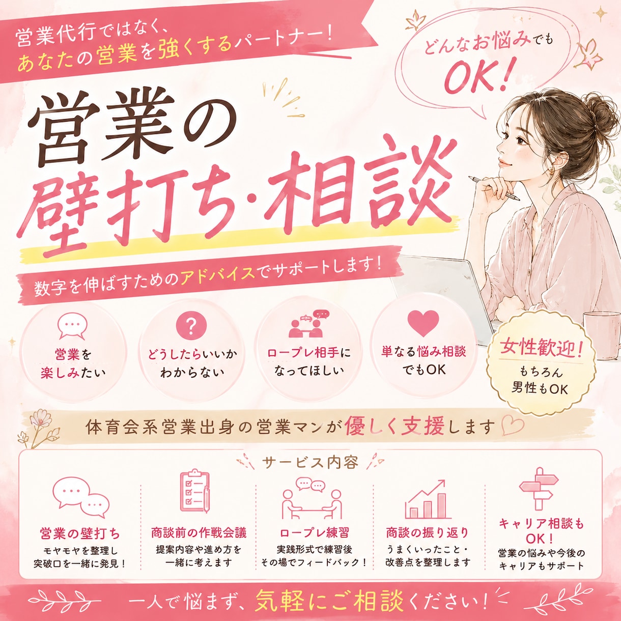 営業コーチング！悩むあなたを支援します 【元光通信Grp】厳しくではなく寄り添います イメージ1