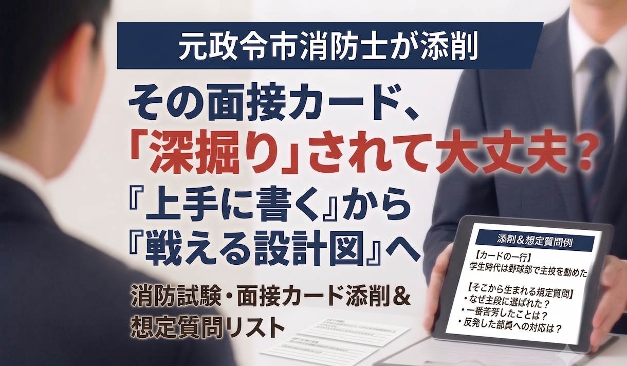 元政令市消防士が採用試験の面接カードを添削します 深掘りに耐える一枚へ。想定質問リストつき添削 イメージ1