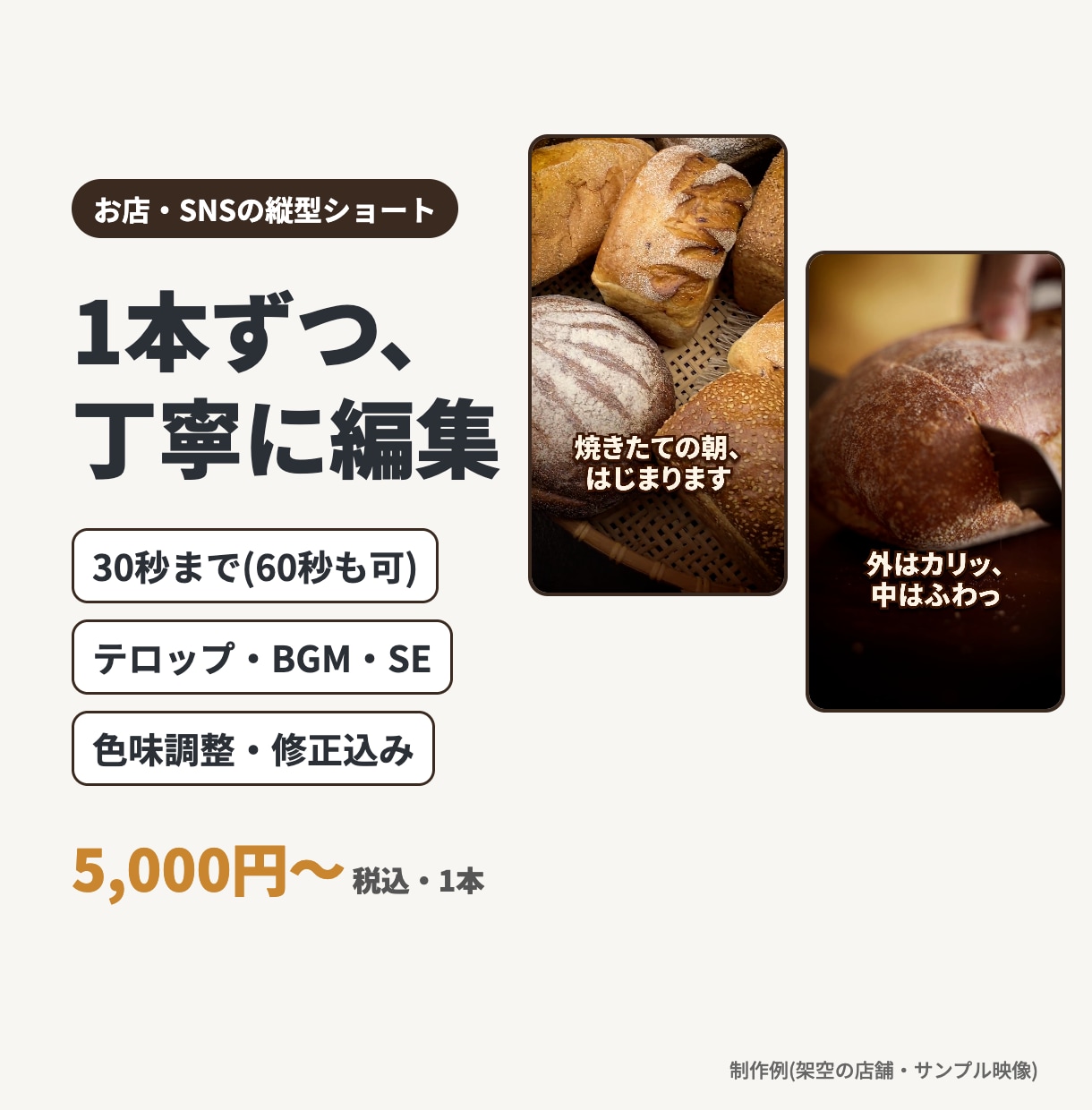 店舗・SNS向け縦型ショート動画を編集します お店のリール動画をテロップ・BGM込みで仕上げます イメージ1