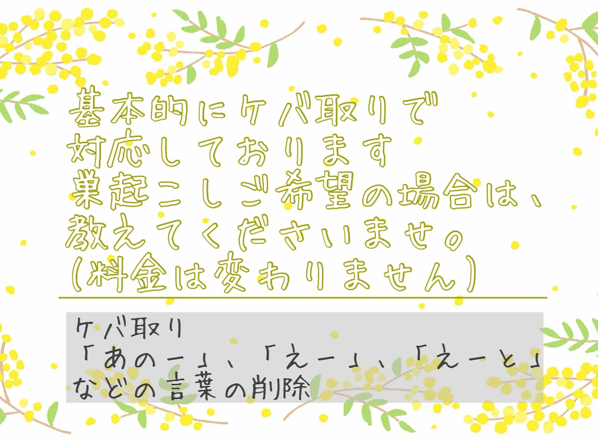 動画・音声/画像の文字起こしを低価格で承ります 親切丁寧をモットーに可能な限りご要望にお応えします！ イメージ2