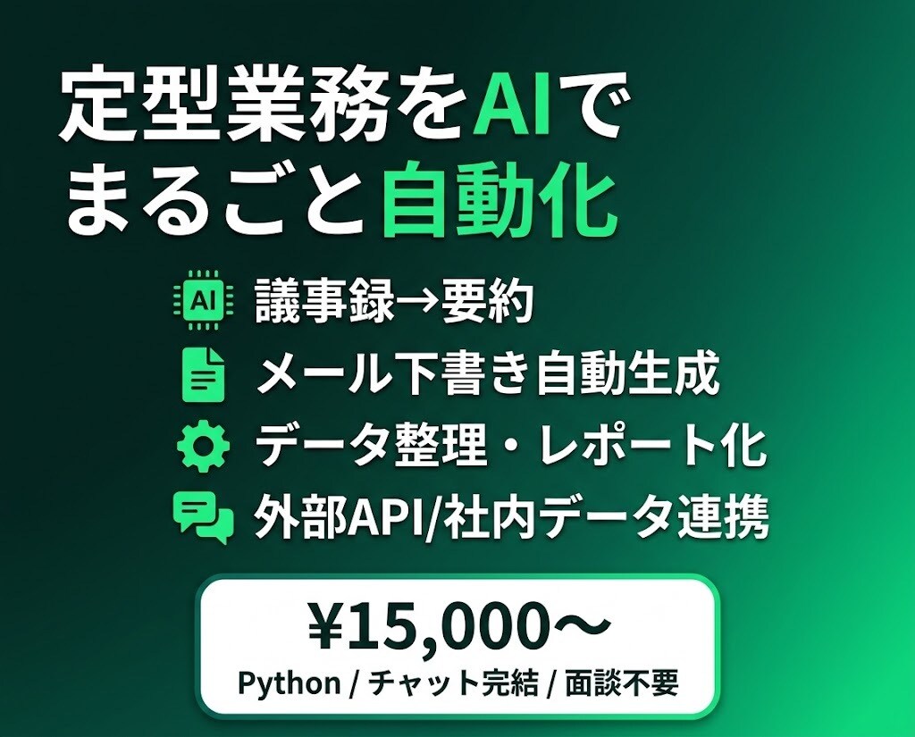 定型業務のAI自動化を設計・実装します Claude・ChatGPTで業務を自動化 イメージ1