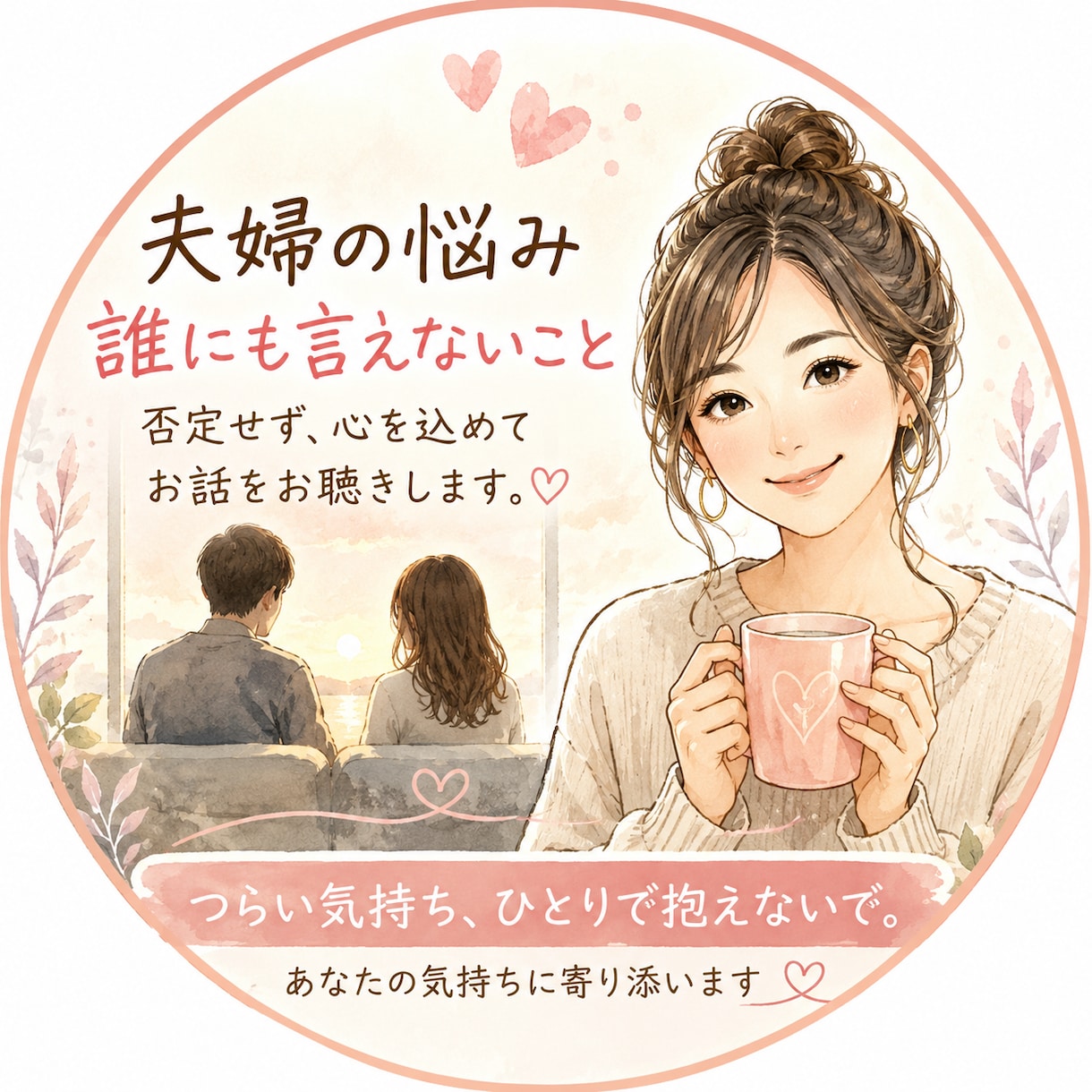 夫婦の悩み、誰にも言えないことをお聴きします つらい気持ち、ひとりで抱えずお話しください イメージ1