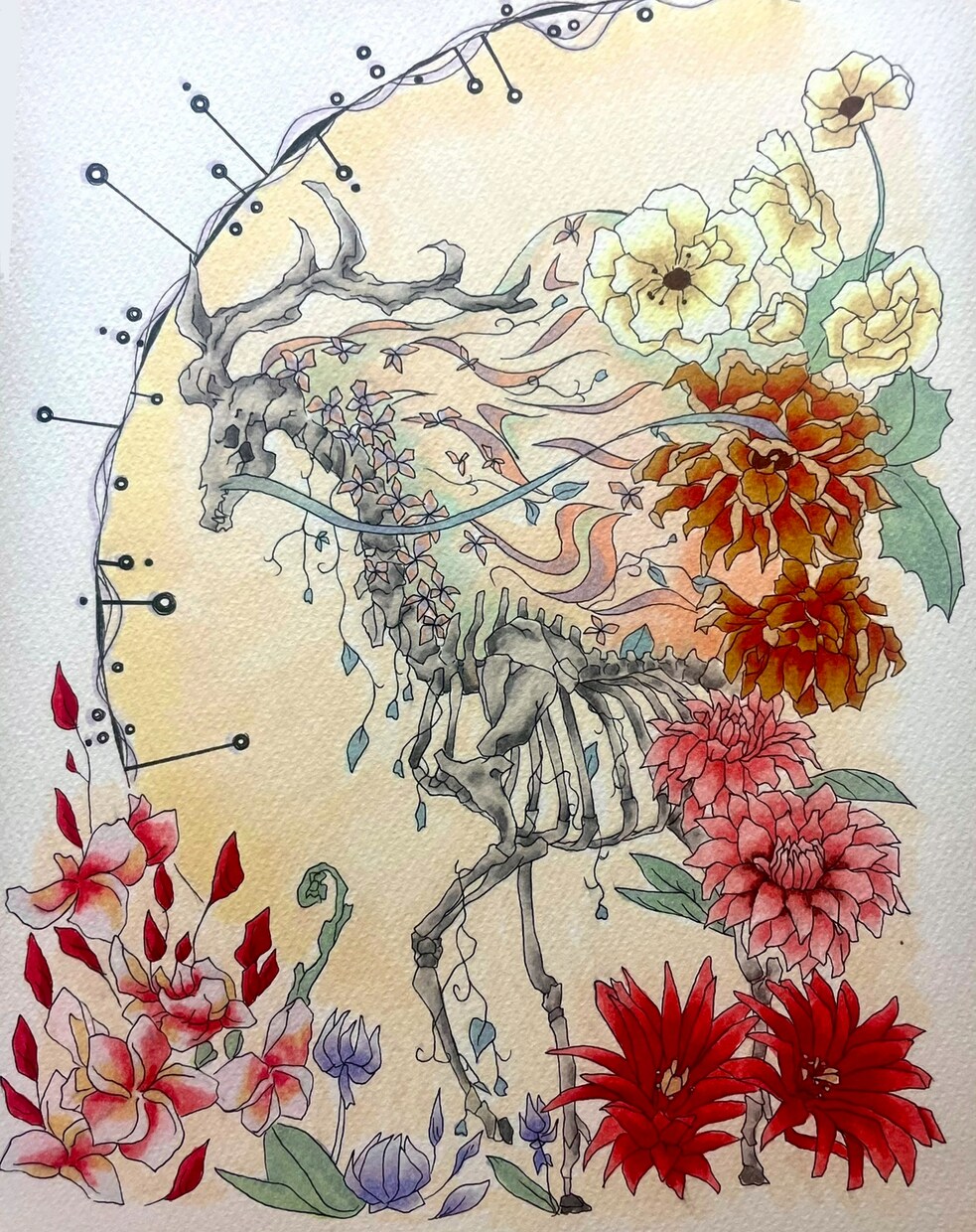 花や動物をペン画で描きます お部屋を華やかにする絵を描きます。 イメージ5
