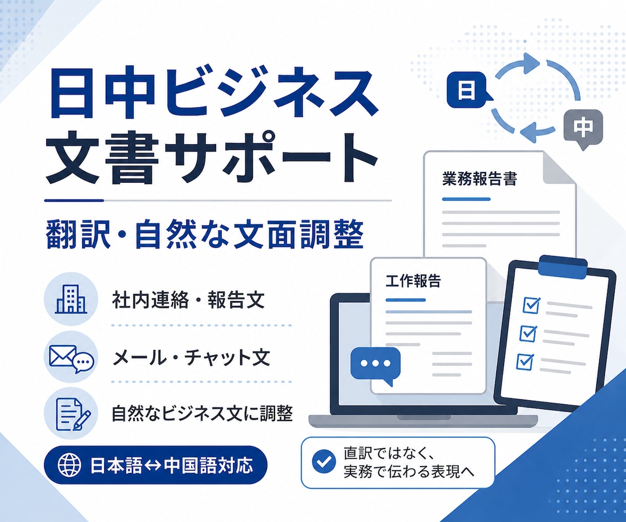 日中ビジネス文書を自然な文面に整えます 直訳ではなく実務で伝わる表現にします イメージ1