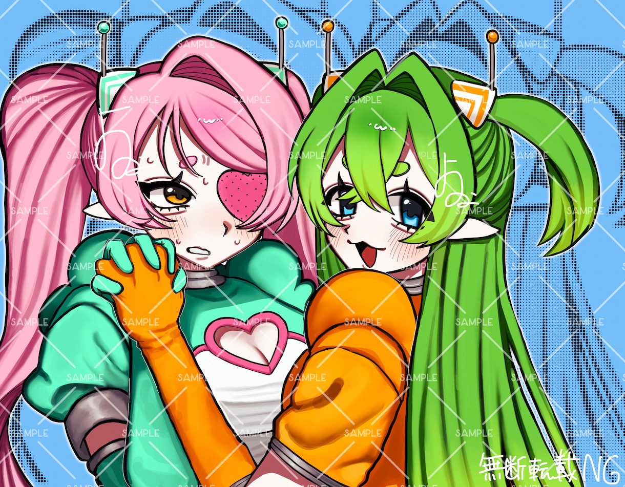 胸上イラストを2人5,000円でお描きします きゅるっとした瞳のイラストを描くのが得意です♩ イメージ1
