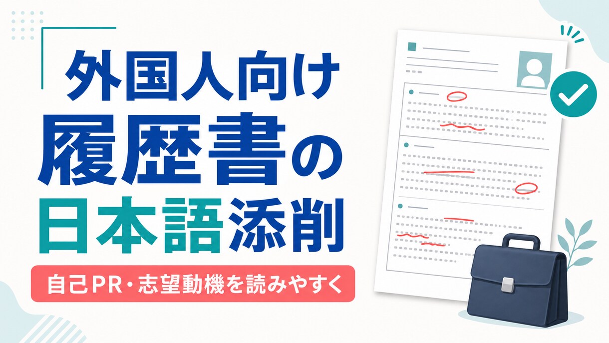 外国人向け履歴書の日本語を添削します 自己PR・志望動機を中国語原文から読みやすく整理 イメージ1