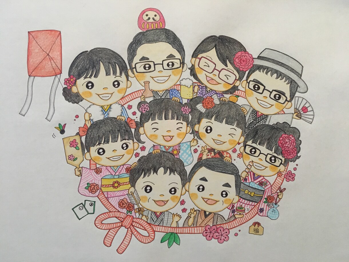 1名1500円〜年賀状用似顔絵お描きします 今年は手描き似顔絵付きの年賀状を作ってみてはいかがですか？ イメージ4