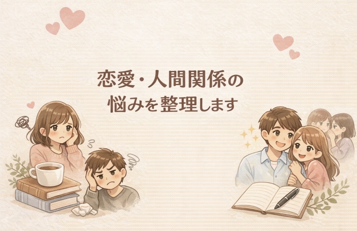 恋愛・人間関係の悩みを整理します 否定せず、決めつけず、話すことで気持ちと状況を整理します イメージ1