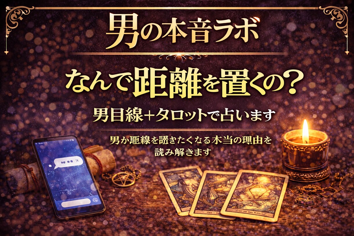急に距離を置いた彼の本音を男目線＋タロット占います 男性心理から距離ができた本当の理由を読み解きます イメージ2