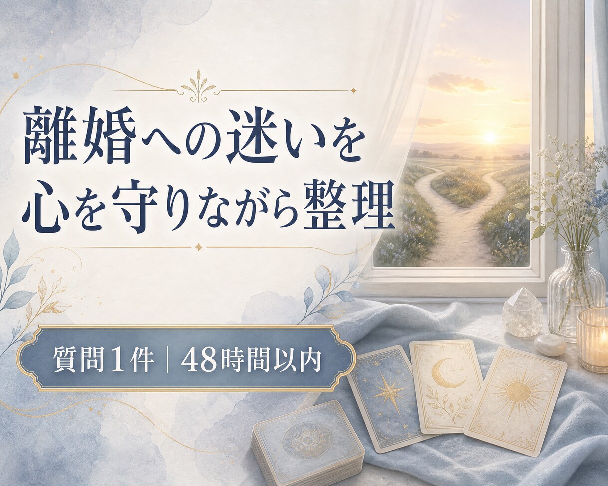 タロットで離婚への迷いを整理します 急がずに、自分とこれからの暮らしを大切に考える。 イメージ1