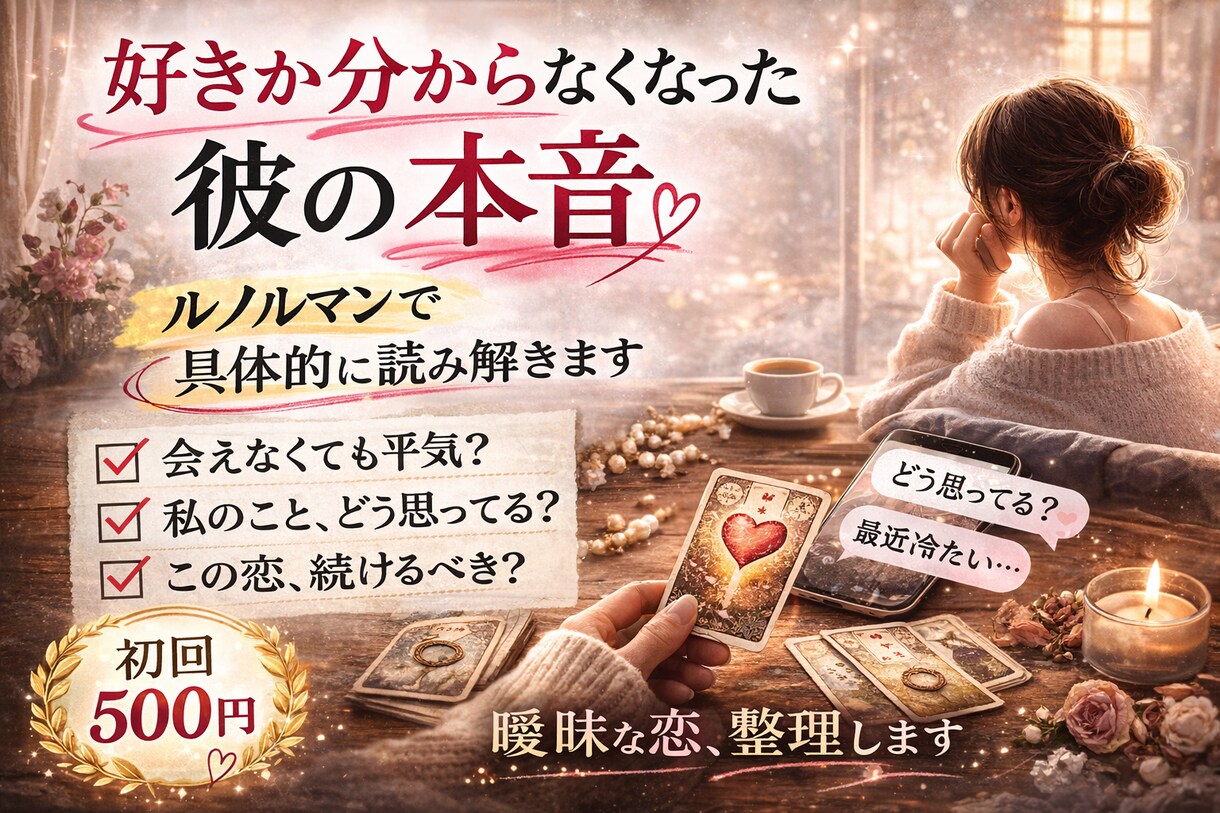 好きか分からなくなった彼の本音、整理します 曖昧な関係の行方を具体的に読み解きます イメージ1