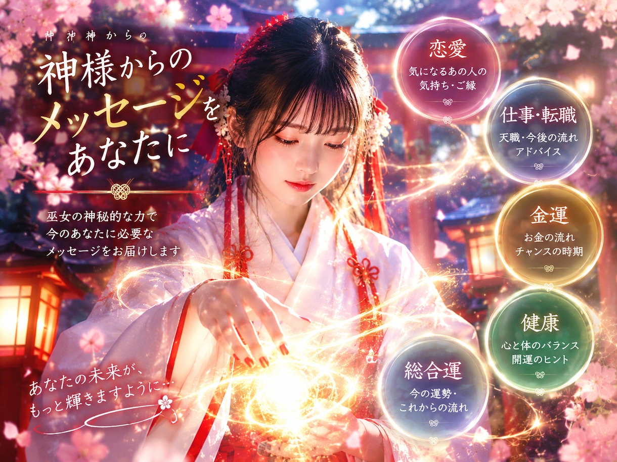巫女のおみくじ占い｜あなただけの運勢を占います 長年神社に仕える巫女が 神様からのメッセージをお届け イメージ2