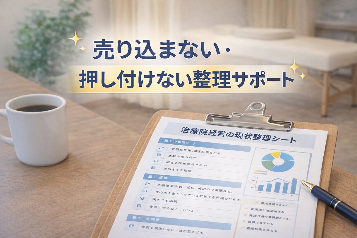治療院経営の現状を1枚に整理します 頭の中を言語化し、次の一手を明確にします イメージ2