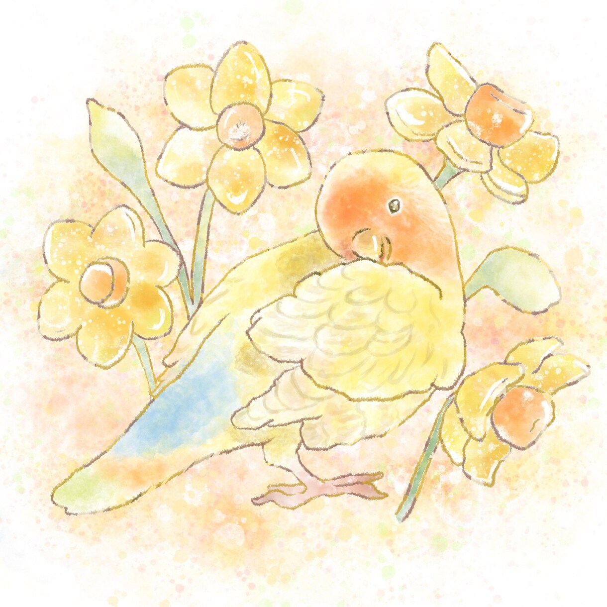 インコちゃんの水彩イラストを描きます 貴方のペットを温かみのある作品、イラストに残しませんか。 イメージ4