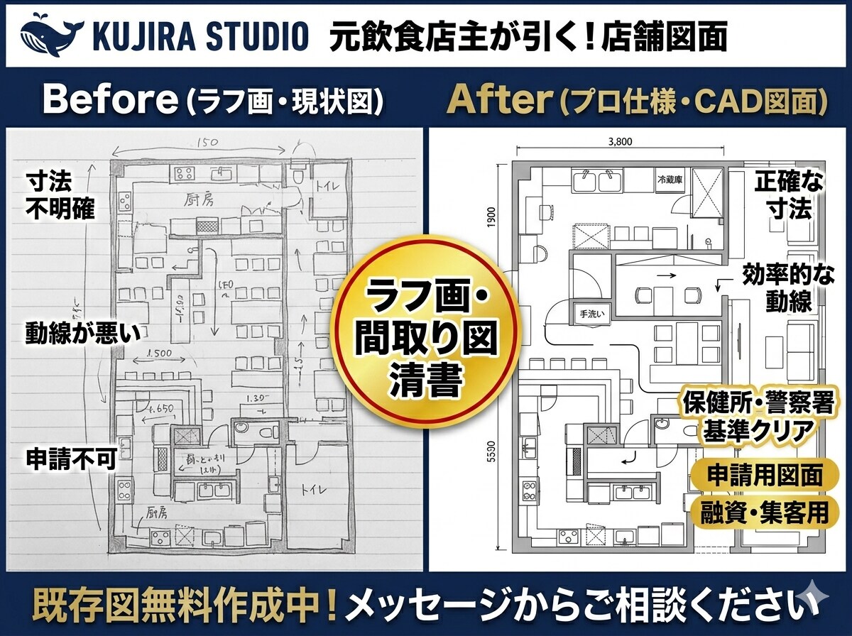 飲食店オーナーが作成！現場目線の店舗図面作成します 【既存図無料】元オーナーが引く！現場主義の勝てる店舗図面作成 イメージ2