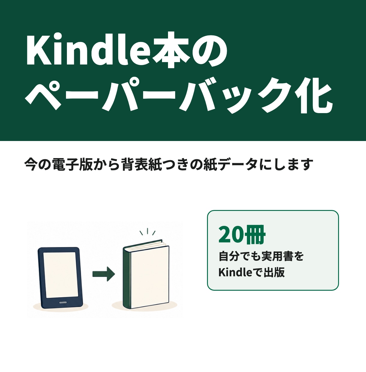 Kindle本をペーパーバック用データにします 背表紙つき表紙と本文PDF、印刷費の試算までお渡しします イメージ1