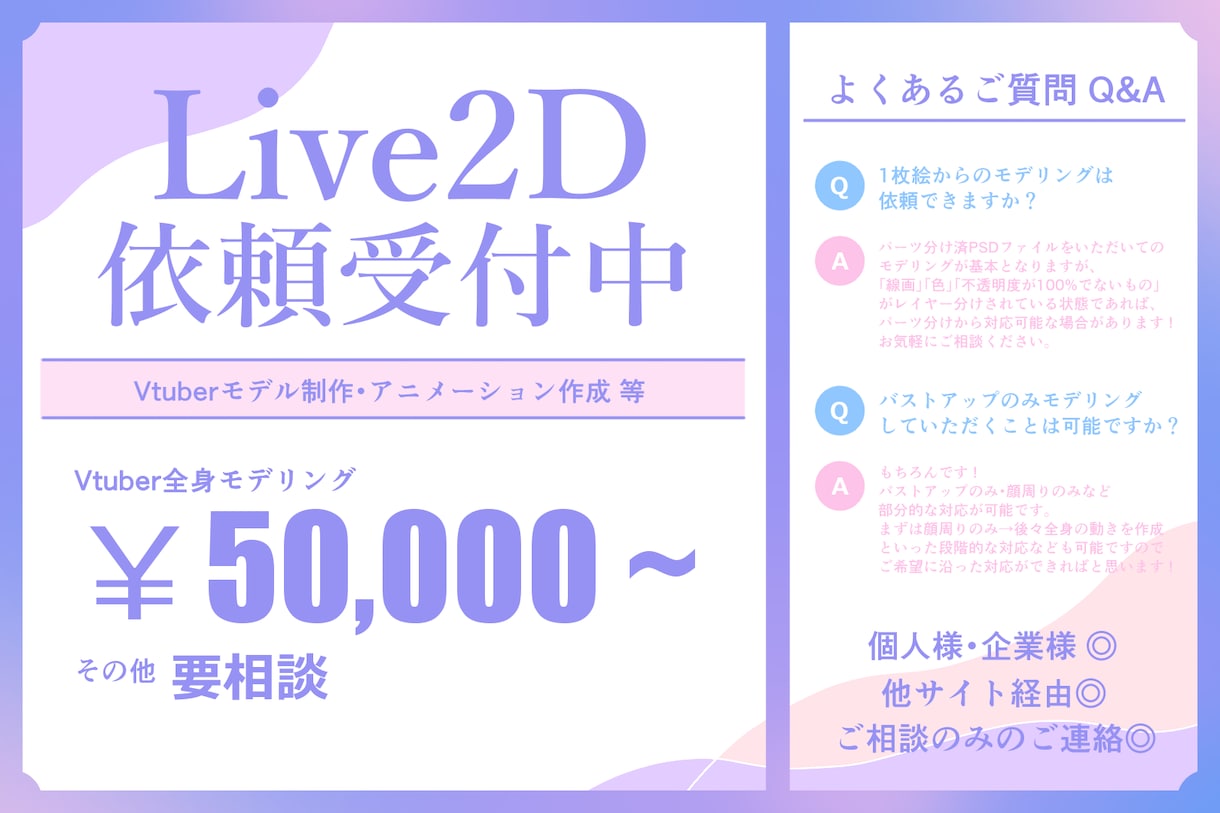 Vtuber/差分等有◎理想のモデリングを叶えます ヒアリングと調整を重ね、こだわりのお体を作成します！ イメージ1